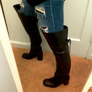 Over the knee genuine leather boots. Barely worn.